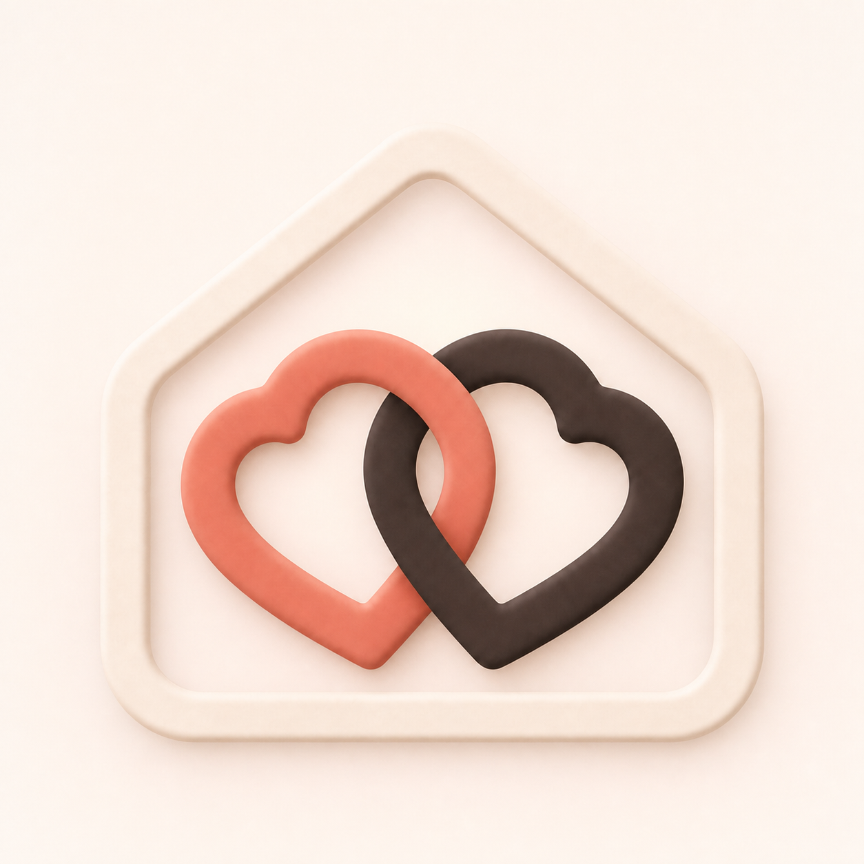 Together app icon with two interlocking hearts inside a home